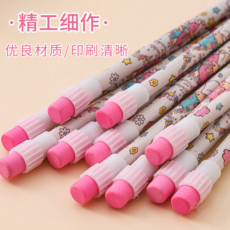 Kawaii Cartoon Pencil Set for Kids – Cute Stationery Pack (HB Pencils + Eraser + Sharpener) | Kuromi, Unicorn, Undersea, Cinnamoroll Inspired Designs