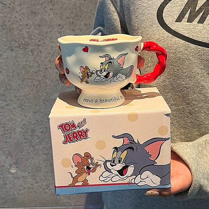 Tom & Jerry Ceramic Coffee Mug Set – Cute Cartoon Kawaii Vintage Style Cups (Tom & Jerry Official Design)