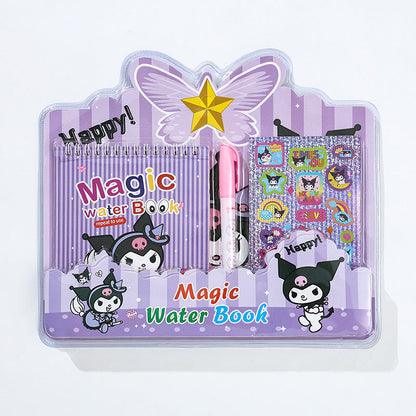 Kuromi Deluxe Stationery Gift Hamper – 4-in-1 Kawaii Combo Set for Girls | Diary, Magic Water Book, 12 Gel Pens & Washi Tape Box