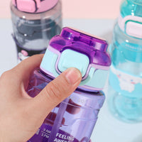 Kawaii Character Water Bottle With Belt Strap – 1 Litre Leakproof Tritan Straw Bottle (Hello Kitty / Cinnamoroll / Lotso / Kuromi)