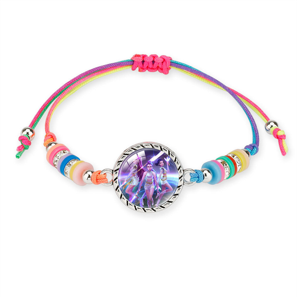K-Pop Anime  Bracelet  Character Charms | Adjustable Multicolor String Bracelet for Girls, Kids & Teens | Cute Korean Style Jewelry Gift