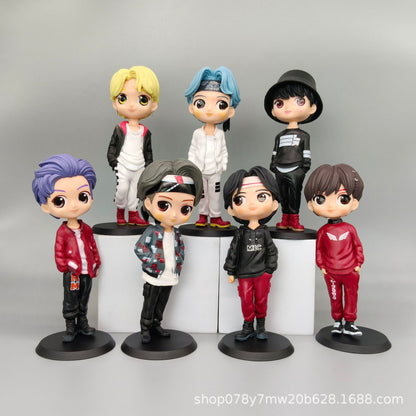 BTS Mini Action Figure Set (Set of 7) – Cute Chibi BTS Members Collectible Dolls for Desk, Shelf & Gifting