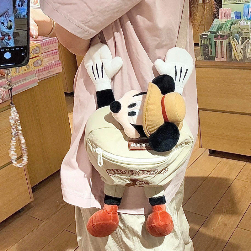 Mickey Mouse Plush Sling Bag & Zipper Pouch | Cute Soft Toy Crossbody Coin Bag for Girls & Kids