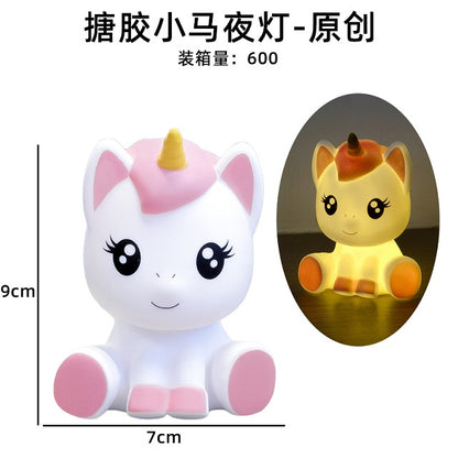 Cute Unicorn Vinyl LED Night Lamp – Button Operated Mini Bedside Light