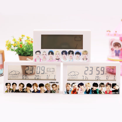 BTS K-Pop Digital LED Alarm Clock with Temperature, Date & Humidity Display – Cute K-Drama Desk Clock for BTS ARMY Fans