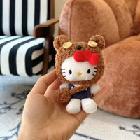 Kawaii Hello Kitty Teddy Costume Keychain – Detachable Dress-Up Plush Keychain with Changeable Clothes