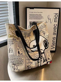 Snoopy Peanuts Canvas Tote Bag for Women & Girls – Cute Cartoon Shoulder Handbag | Reusable Shopping & Daily Carry Bag