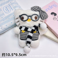 Cute Hello Kitty Plush Keychain with Glasses & Scarf – Kawaii Soft Toy Bag Charm, Cartoon Kitty Keyring for Girls, Kids & Gifts