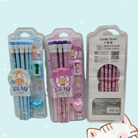 Pig pencil set with Heart Eraser & Sharpner