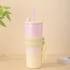 Gradient Frosted Straw Tumbler with Handle Strap – 710 ml Large Capacity Insulated Cup | Leak-Proof Travel Mug for Hot & Cold Drinks