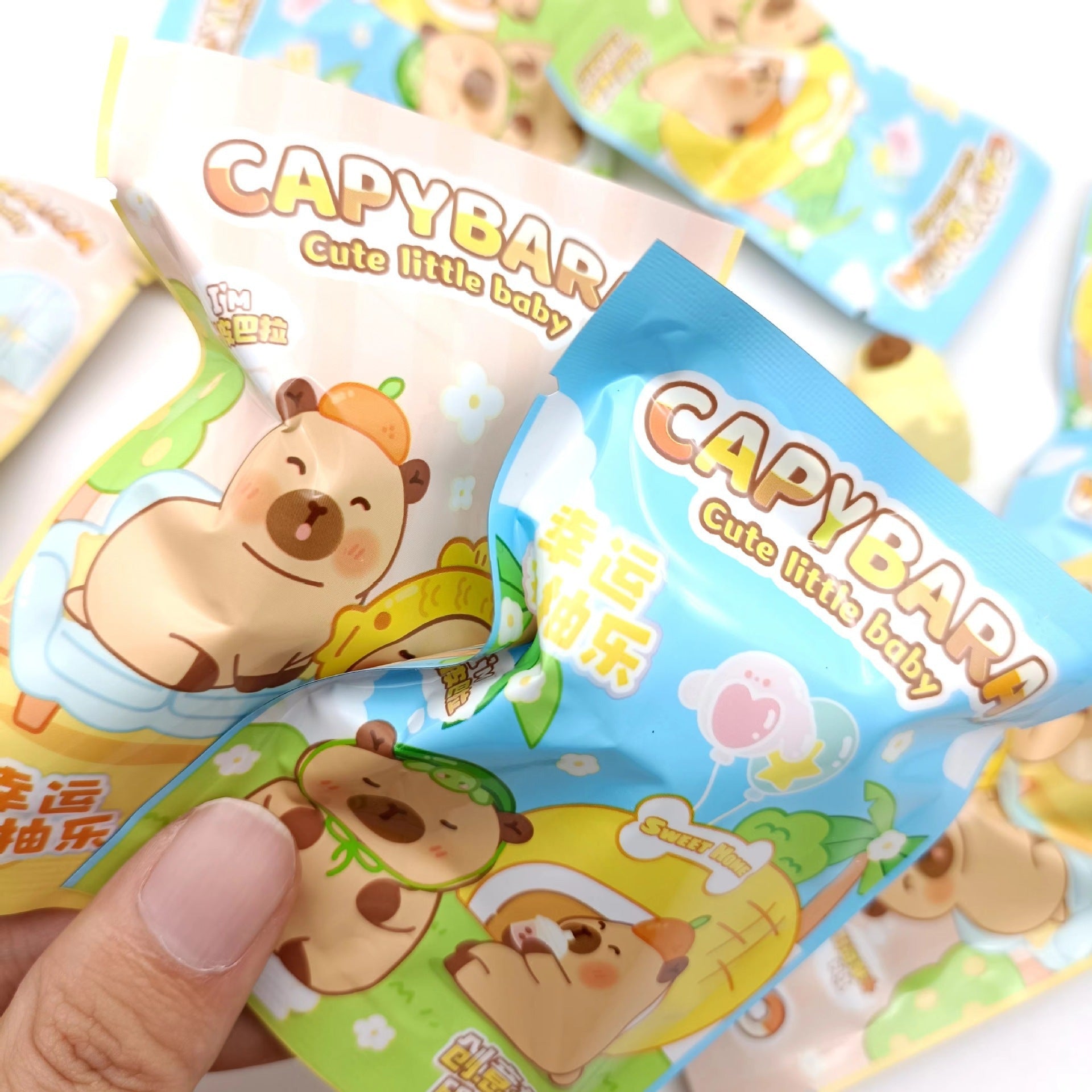 Capybara Cute Little Baby Blind Pouch Erasers – Pack of 6 | Kawaii Cartoon Mini Erasers for Kids & Students
