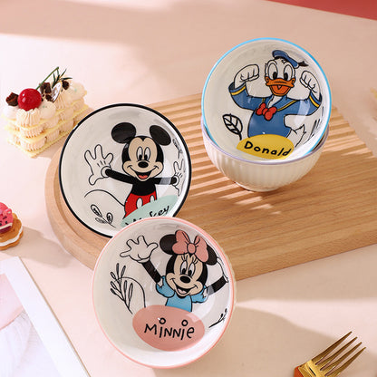 Disney Cartoon Ceramic Bowls  (Mickey, Minnie, Donald, Daisy) (set of 4) with Proper Gift Box– Premium Kids Breakfast & Snack Bowl Collection