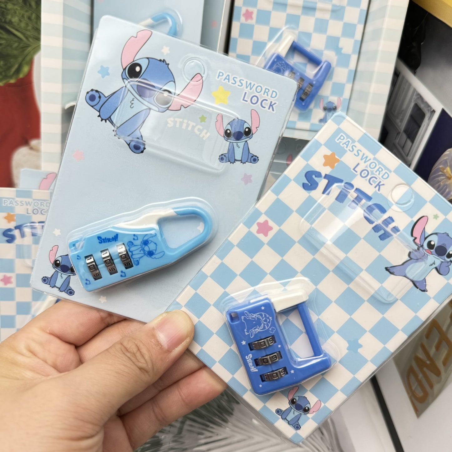 Disney Stitch 3-Digit Password Combination Lock Set of 4 | Cute Kawaii Mini Security Padlocks for School Locker, Luggage, Backpack, Diary & Storage Box