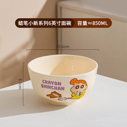 Crayon Shinchan Bowl Set of 4 | 850ml Cartoon Bowls | 6 Inch Shin Chan Rice & Soup Bowls with Gift Box