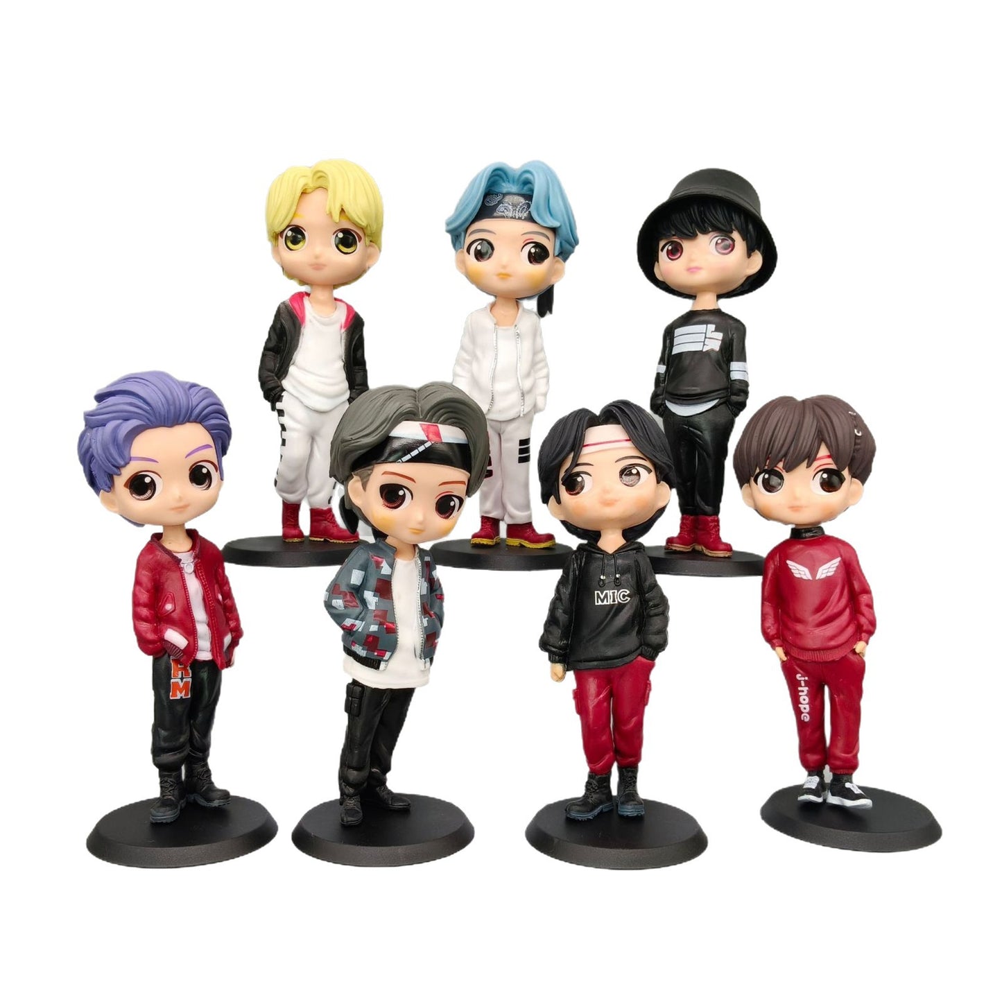 BTS Mini Action Figure Set (Set of 7) – Cute Chibi BTS Members Collectible Dolls for Desk, Shelf & Gifting