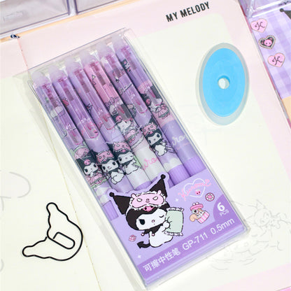 Kawaii 0.5mm Erasable Gel Pen Set (12 PCS) – Cute Cartoon Blue Ink Pens for School, Office & Journaling
