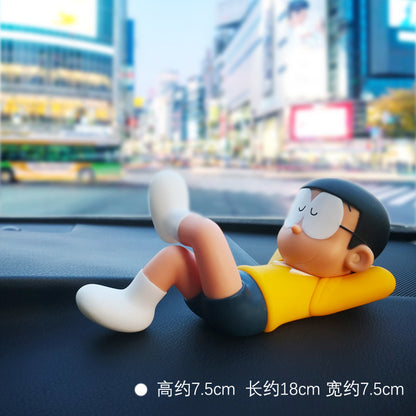 Doraemon Nobita Sleeping Car Dashboard Toy | Cute Anime Car Decoration | Kawaii Dashboard Showpiece (18cm)