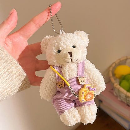 Kawaii Teddy Bear Plush Keychain Bag Charm – Mini Soft Toy Bear Pendant (3 Cute Variants)
