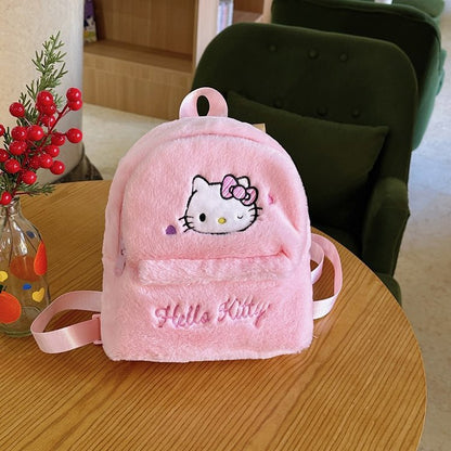 Cute Plush Mini Backpack for Girls – Hello Kitty, Kuromi & My Melody Soft Furry Kawaii Backpack | Sanrio Mini School Bag & Gift