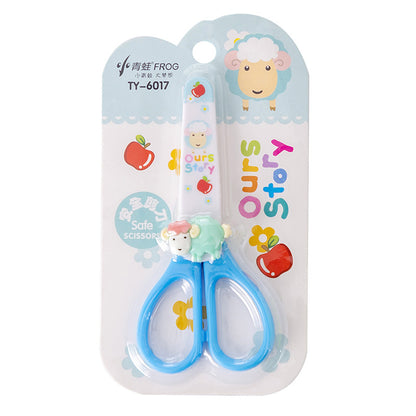 Cute cartoon small scissors primary school students handmade scissors with protective cover