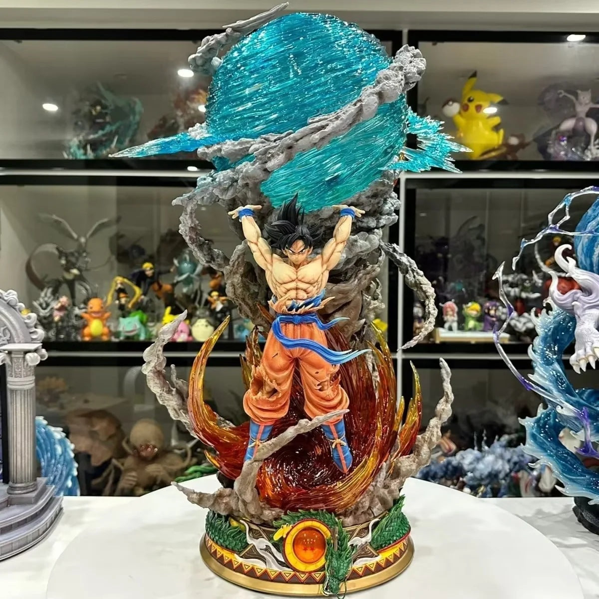 Son Goku Spirit Bomb Anime Action Figure with LED Light – Dragon Ball Z Goku Energy Attack Collectible Statue – 22 CM DBZ Anime Figurine for Fans & Collectors