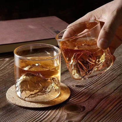 3D Mountain Whiskey Glass – Unique Crystal Clear Mountain Design Drinking Glass for Whiskey, Scotch & Cocktails