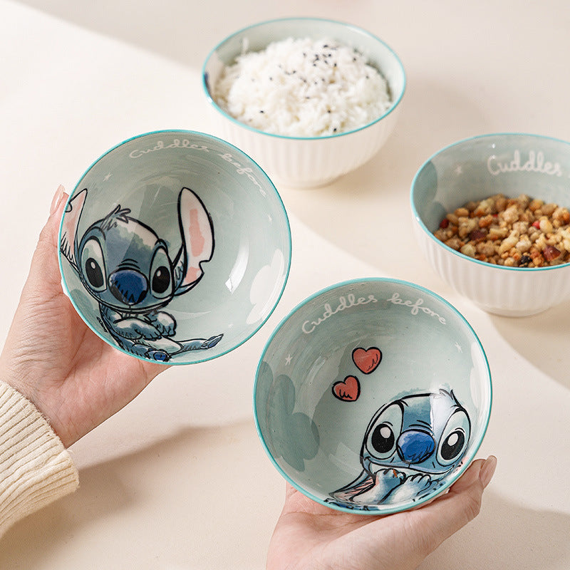 Stitch Bowl Set of 4 with Gift Box – Cute Cartoon Ceramic Snack & Dessert Bowls | Disney Stitch Kitchen Set for Kids & Gifts