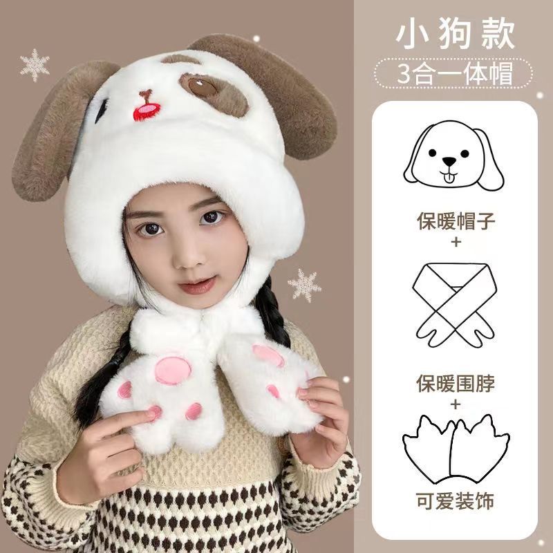 Kawaii Animal Ear Winter Hat with Moving Paws for Kids – Plush Warm Cartoon Cap | Bunny, Panda, Cat & Bear Designs