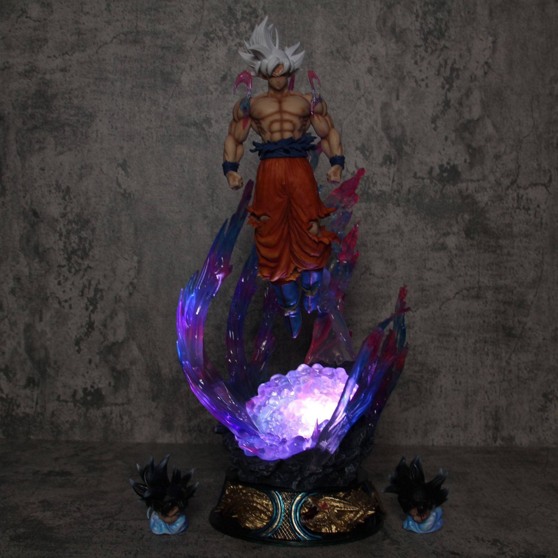 Ultra Instinct Son Goku Anime Action Figure with LED Light Energy Base – Dragon Ball Super Collectible Statue – 25 CM
