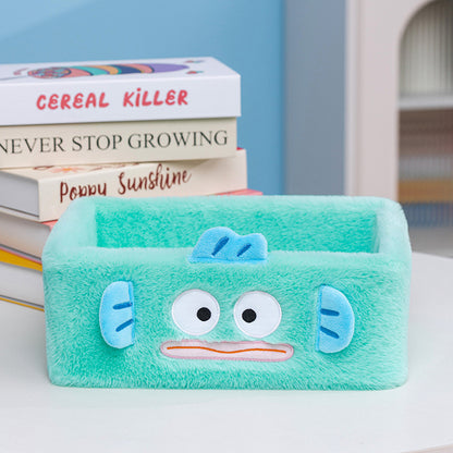 Kawaii Plush Desk Organizer Box – Cute Cartoon Storage Basket for Makeup, Stationery & Phone Holder (Soft Furry Multi-Purpose Organizer)