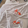 Cute Fox Embroidered Towel & Hand Towel Combo Set – Soft Cotton Bath Towel for Kids & Adults