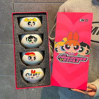 Powerpuff Girls Ceramic Bowl Set of 4 | Cartoon Network Official | Cute Kawaii Kids Soup, Rice & Snack Bowls