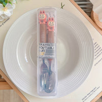 Labubu Travel Portable Cutlery Set | Cute Cartoon Spoon & Fork with Case