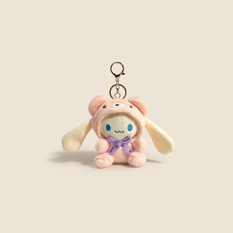 Kawaii Sanrio Bear Hoodie Plush Keychain – Cute Hello Kitty, My Melody & Cinnamoroll Soft Toy Bag Charm Keyring