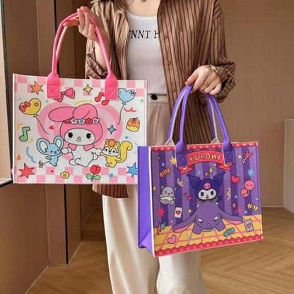 Sanrio Kawaii Canvas Tote Bag  – My Melody, Kuromi, Cinnamoroll & Pompompurin Handbags | Cute Japanese Aesthetic Shopping Bags for Girls