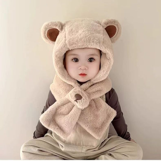 Kawaii Baby Winter Hooded Scarf – Ultra Soft Animal Ear Kids Cap with Neck Warmer