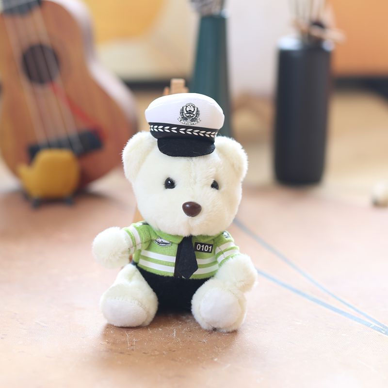 Kawaii Uniform Teddy Bear Keychain – Police & Firefighter Edition (One Piece)