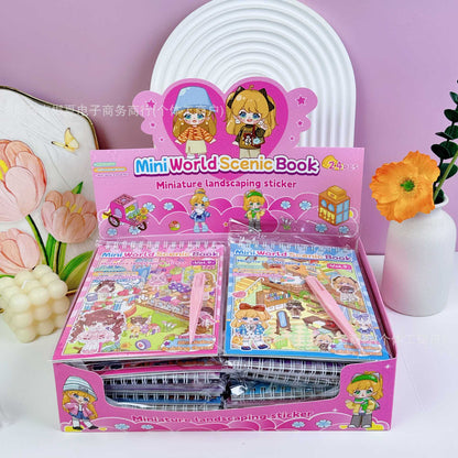 DIY 3D Kawaii Mini House Sticker Book Set of 3 – Creative Scene Building Scrapbook Activity Kit | Cute Room Decoration & Puzzle Craft Book for Kids, Teens & Adults