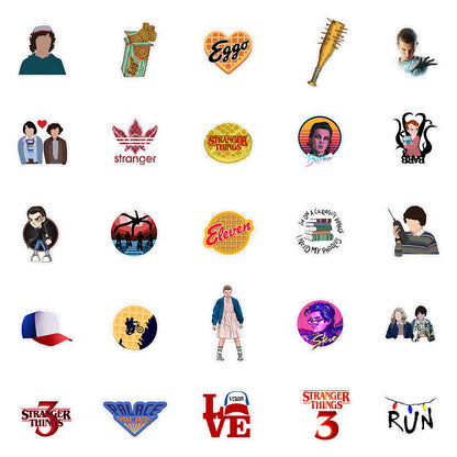 Stranger Things Sticker Pack (50 PCS) | Waterproof Vinyl Stickers | Netflix Series Aesthetic Decals for Laptop, Phone, Bottle, Diary & Scrapbook