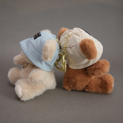 Cute Teddy Bear Plush Keychain with Hat – Kawaii Soft Toy Keyring for Bags, Keys & Gifts