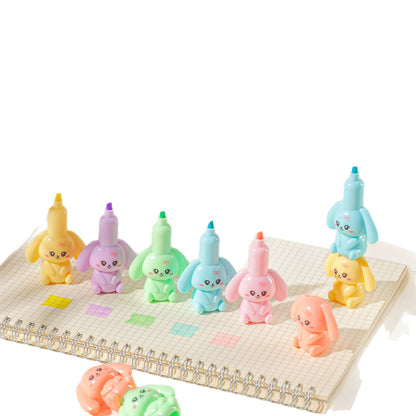 Kawaii Puppy Stackable Highlighter Pen Set (Pack of 6) | 6-Color Cute Cartoon Highlighter Markers | Aesthetic School, Office & Journal Stationery