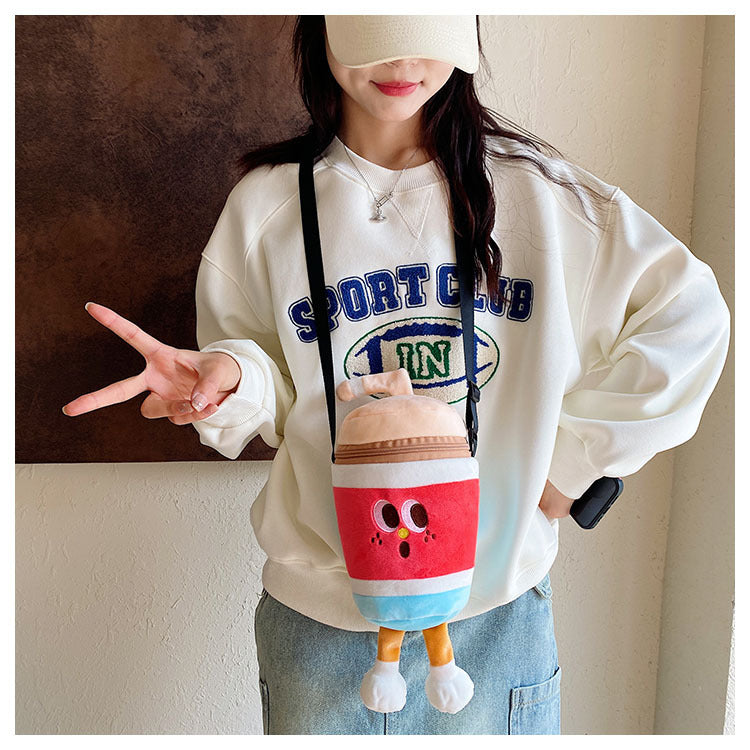 Kawaii Food Plush Sling Bag for Kids & Girls – Cute Hamburger, Fries, Toast & Drink Soft Mini Shoulder Bag