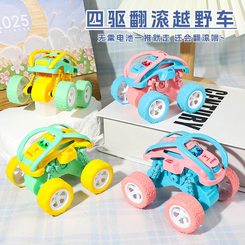 Mini Inertia Powered Stunt Car Toy for Kids | 360° Flip Off-Road Push & Go Toy Car (Single Piece, Random Color)
