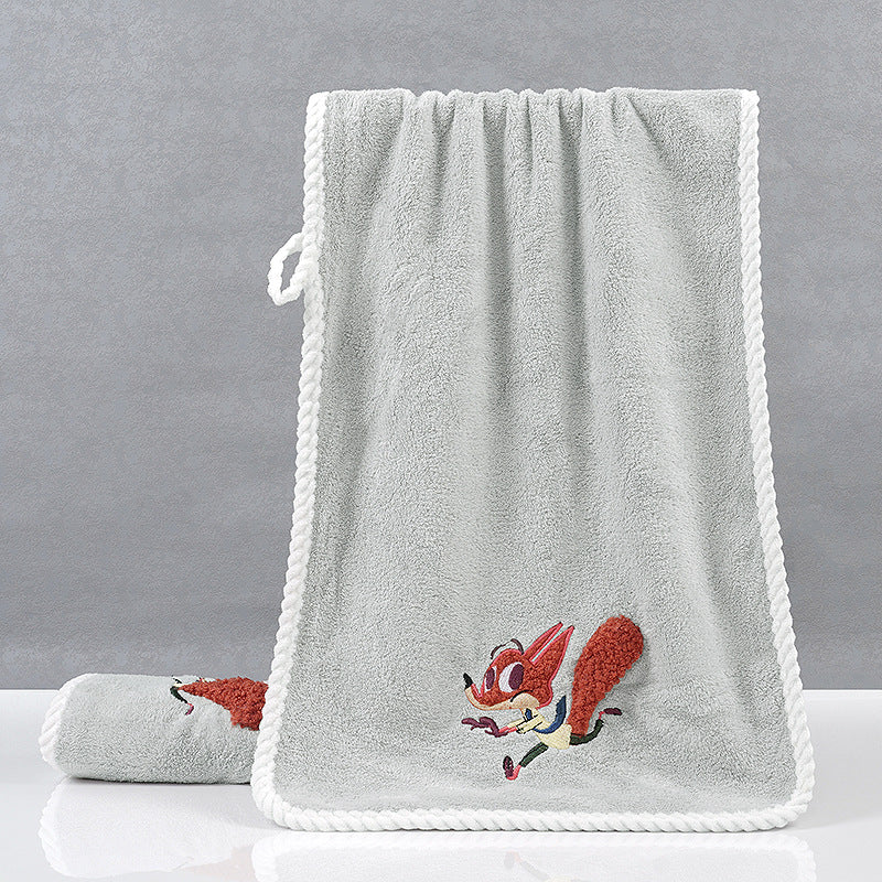 Zootopia Nick Embroidered Towel & Hand Towel Combo Set – Soft Cotton Bath Towel for Kids & Adults