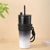Gradient Frosted Straw Tumbler with Handle Strap – 710 ml Large Capacity Insulated Cup | Leak-Proof Travel Mug for Hot & Cold Drinks