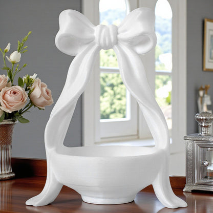 White Bow Jewellery Holder Stand – Aesthetic Bow-Shaped Ring, Earring & Necklace Organizer Tray for Dressing Table