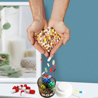 Portable Pill Box with Cutter – Travel Medicine Organizer & Vitamin Storage Container with Keychain Strap