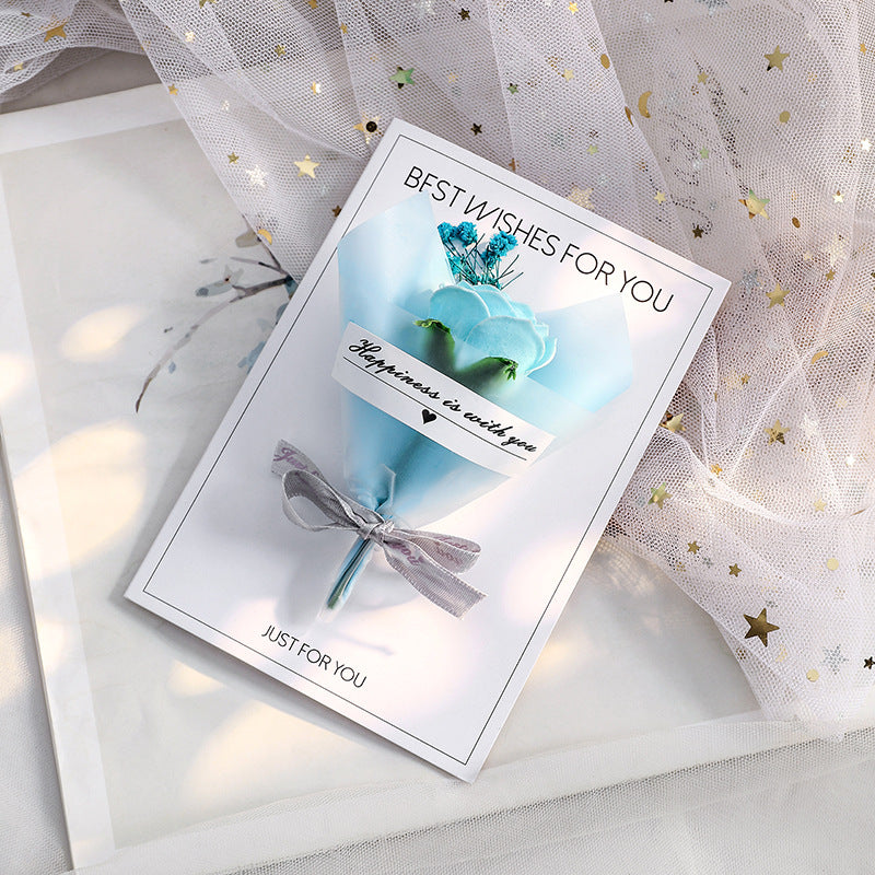 3D Mini Flower Bouquet Greeting Card – Handmade Dried Flower Pop-Up Card | Romantic Rose & Sunflower Gift Card | Birthday, Anniversary, Valentine & Thank You Card