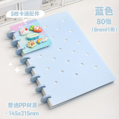 Kawaii DIY Loose-Leaf Notebook Binder – Cute Disc Bound Aesthetic Planner Journal with Decorative Charms