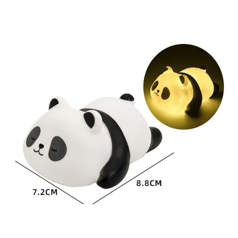 Cute Panda LED Night Light Set of 2 | Kawaii Panda Bedside Lamp | Battery Operated Plastic Panda Sleeping Light | Cute Animal Bedroom Decor | Kids Nursery Night Lamp Gift